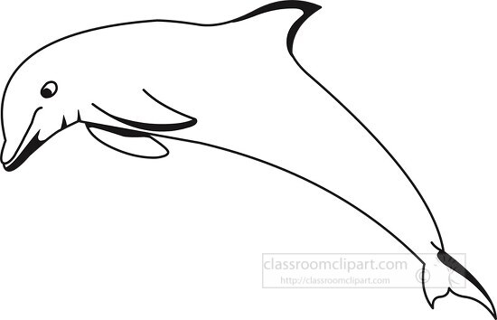 dolphin side view black outline cliprt