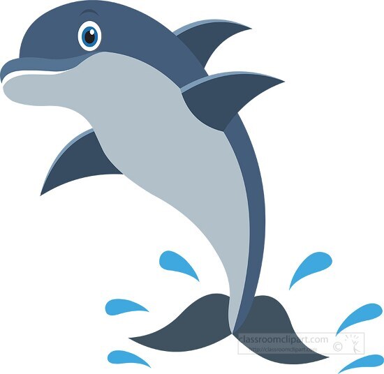 dolphin spalshing in water clipart