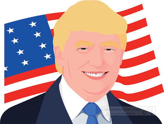 donald trump american president with flag background clipart