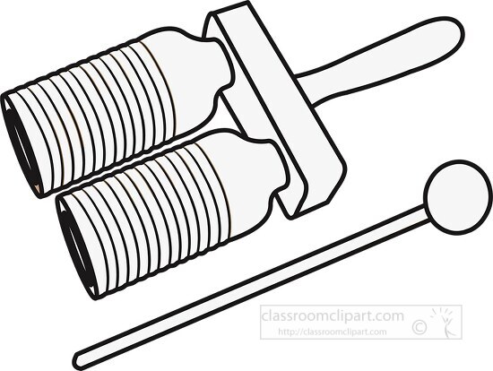 Double Bell Wooden Agogo Musical Instrument Clipart