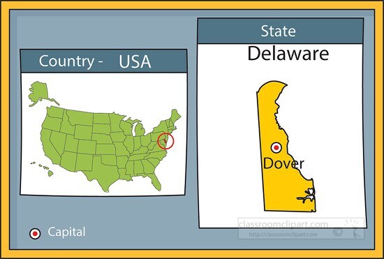 dover delaware state us map with capital