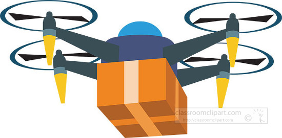 drone delivering package clipart