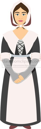 early america settler quakers woman clothing clipart