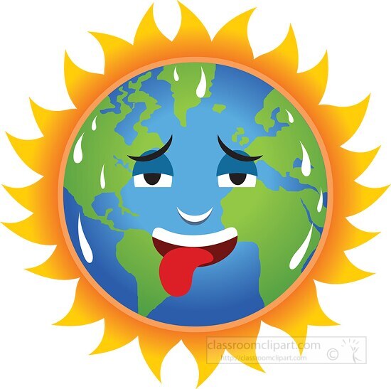 earth character getting hot due to global warming clipart 125