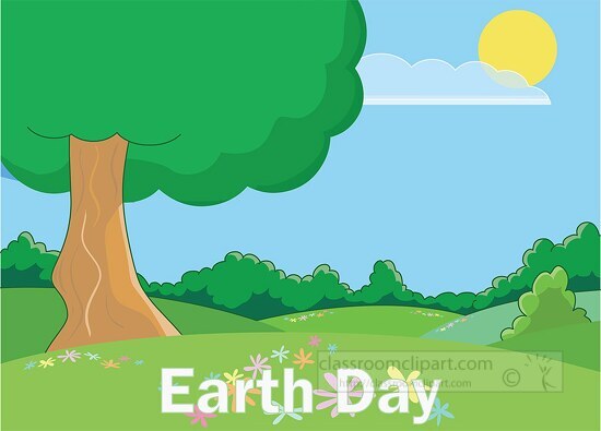 earth day green trees sun clipart