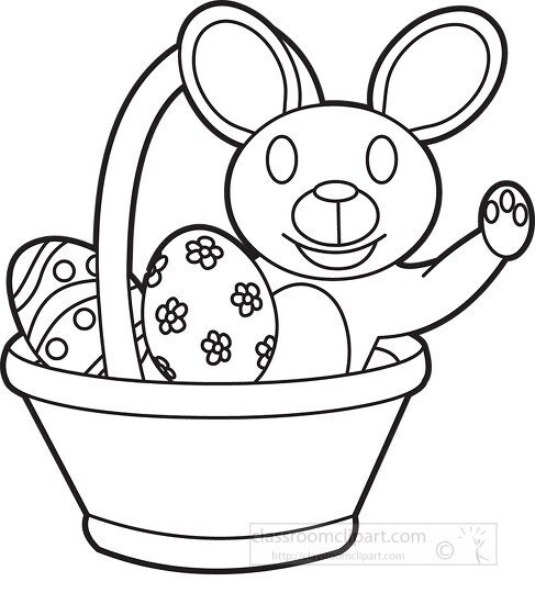 easter basket with eggs outline 02