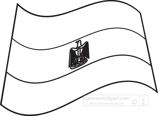 Egypt wavy flag black outline clipart