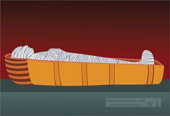 egyptian mummy inside coffin clipart