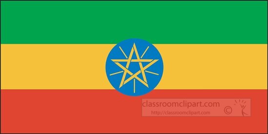 Ethiopia flag flat design clipart