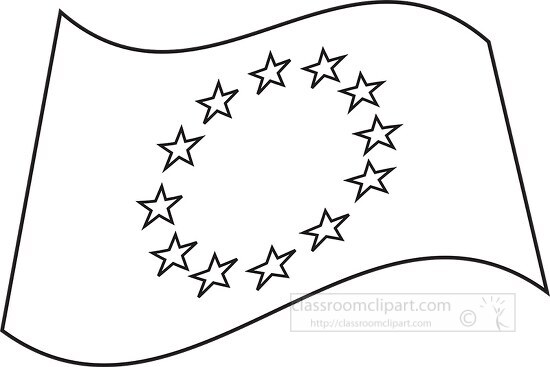 European Union wavy flag black outline clipart