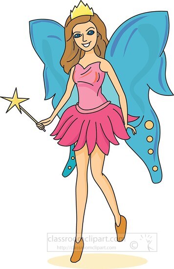 Fairy with a Wand and Wings Clipart