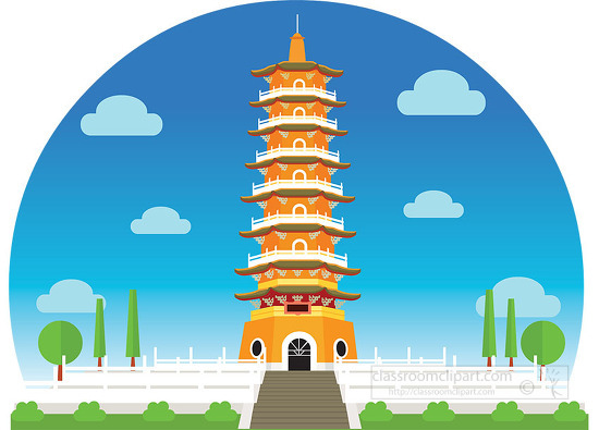 famous tsen pagoda in taiwan clipart
