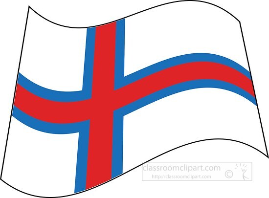 Faroe Islands flag flat design wavy clipart