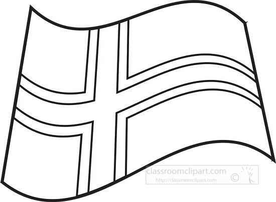 Faroe Islands wavy flag black outline clipart