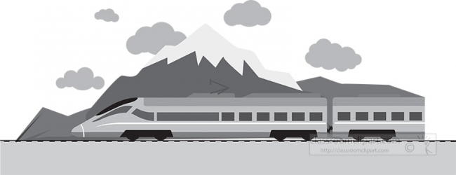 fast bullet train with mountains in background gray color 2a