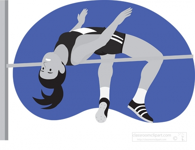 female athlete performing high jump sports gray color 2
