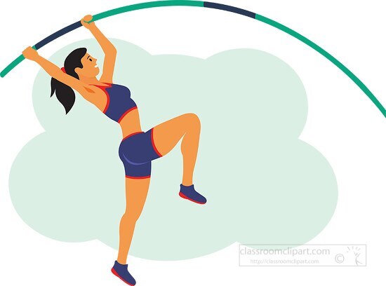 female athlete performing pole vault sports clipart