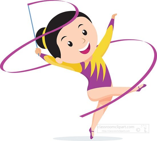 Dance Clipart-female athlete performing rhythmic gymnastics dance with  ribbon