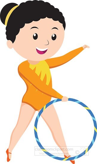 Gymnastics Clipart-female athlete performing rhythmic gymnastics with hoop  clipart