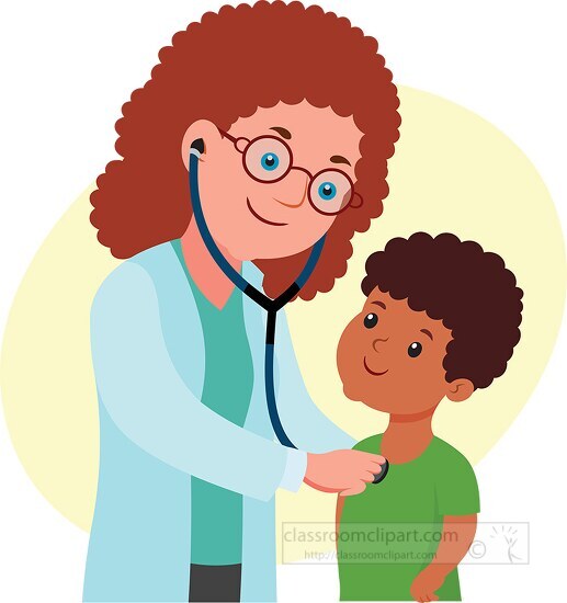 female doctor checking child medical clipart