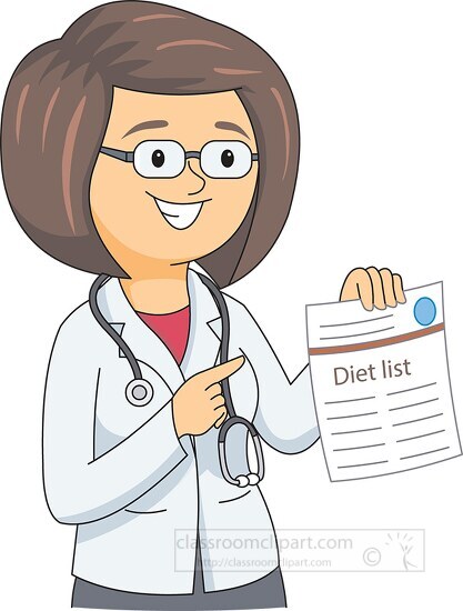 female doctor showing diet list
