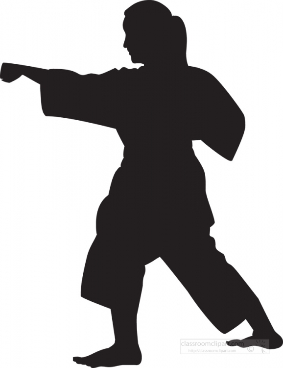 Silhouettes Clipart-female prforming karate silhouette