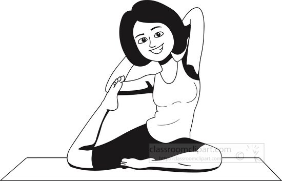 female yoga teacher black outline clipart