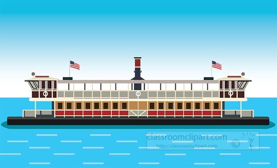 ferry boat with passengers clipart