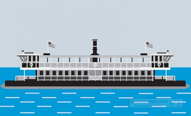 ferry boat with passengers gray color
