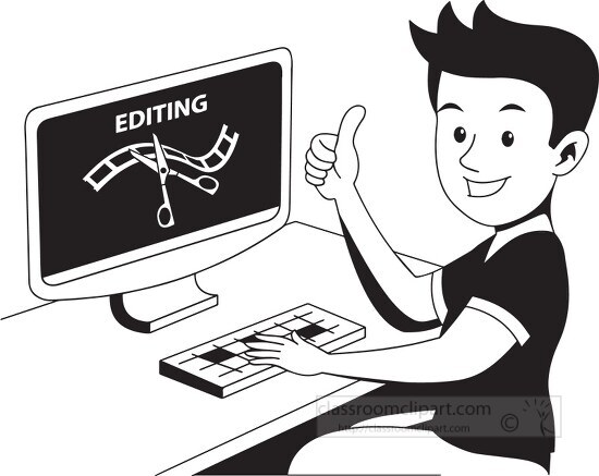 film and video editor black outline clipart
