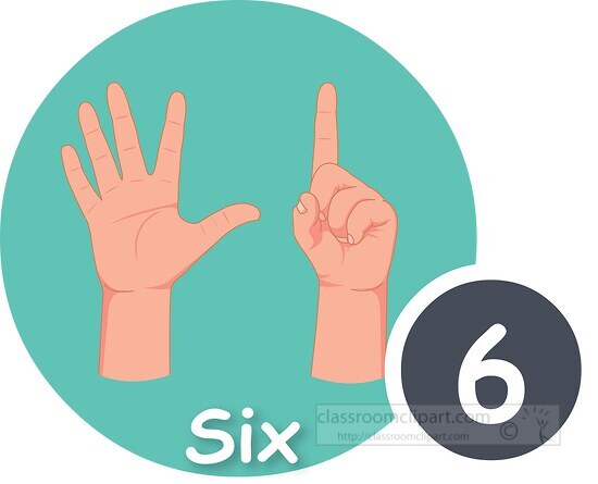 fingers on hand making the number six clipart