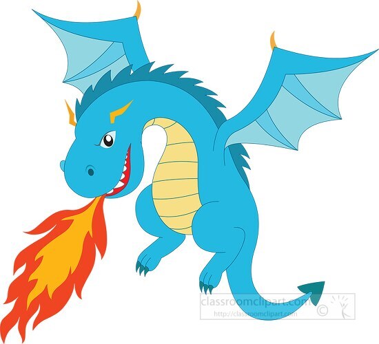 Fantasy Clipart Fire Breathing Blue Dragon Clipart