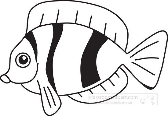 Animal Outline Clipart-fish black white outline clipart