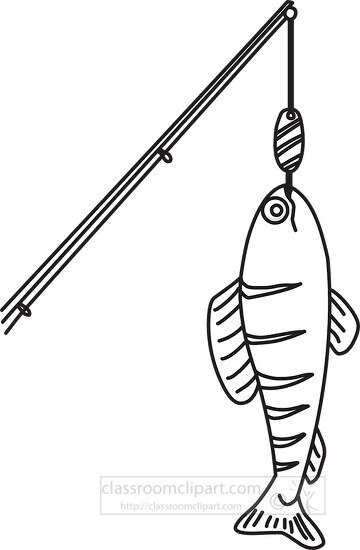 fish on hook 09 outline cliprt