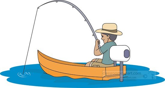Fishing Clipart-fisherman fishing in small motor boat clipart