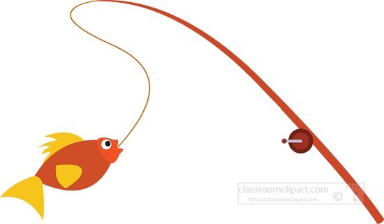 Fishing Clipart-fishing pole with fish on hook clipart