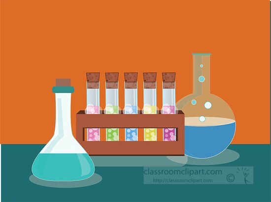 flask test tubes in holder science glassware clipart