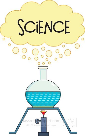 flat bottomed flask on flame science experiment clipart