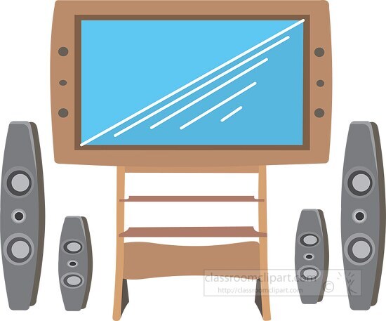 flat screen television with large speakers clipart
