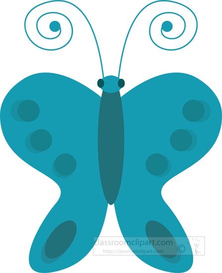 flat style blue butterfly clipart