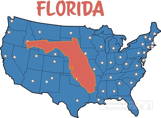 florida map united states clipart