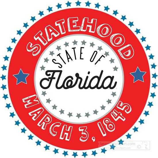 Florida Statehood 1845 date statehood round style with stars cli