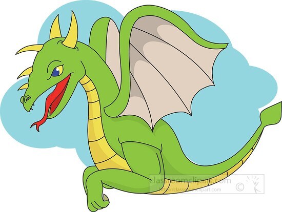 flying green dragon clipart