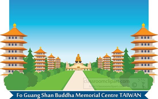 fo guang shan buddha memorial centre kaohsiung taiwan clipart