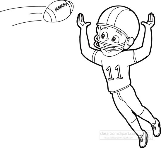 football player jumping to catch the ball black outline clipart