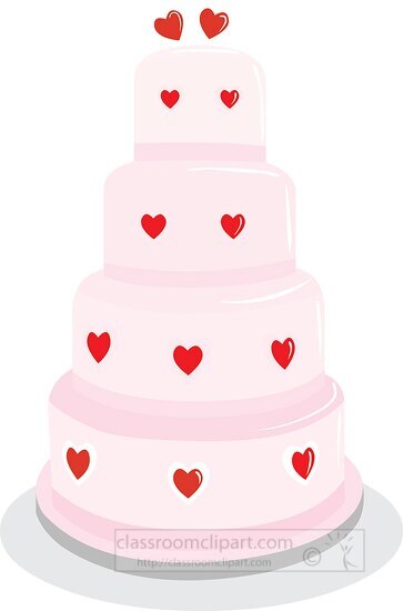 four layer cake with hearts