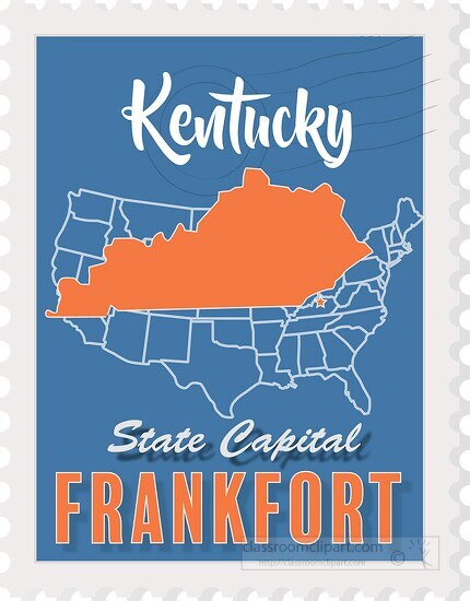 frankfort kentucky state map stamp clipart