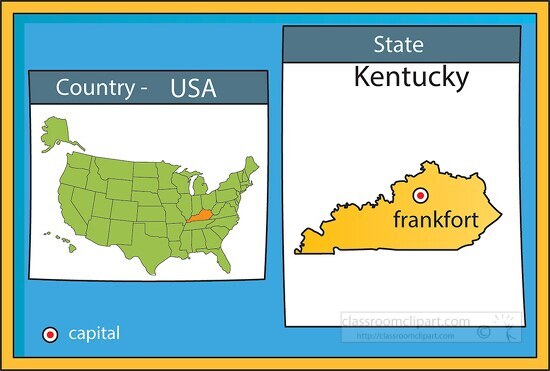 frankfort kentucky state us map with capital