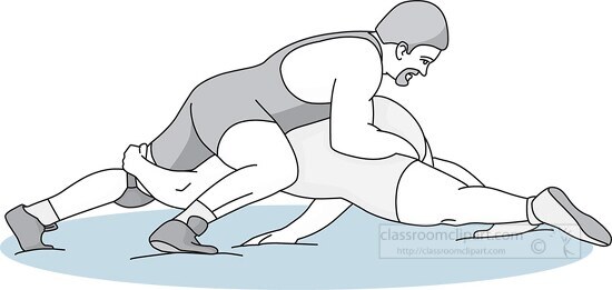 free style wrestling pinning of opponent gray color