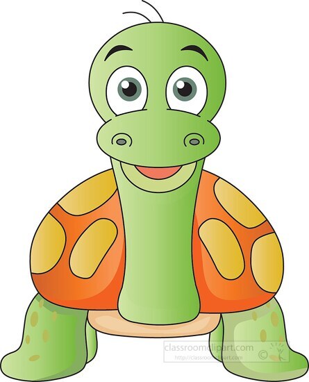 front view cartoon style turtle clipart